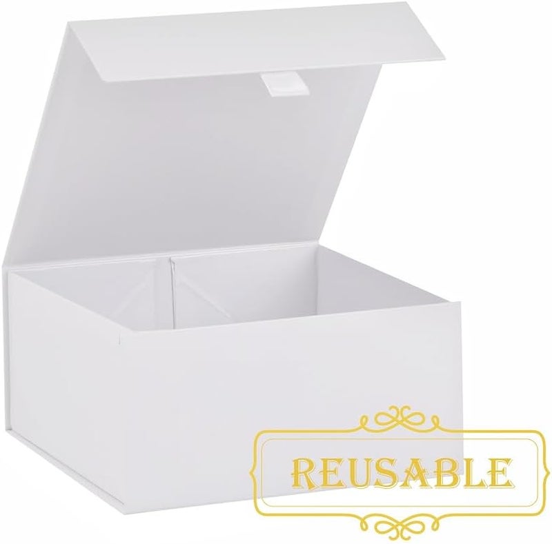 PLINJOY 5 Pcs White Gift Box 8x8x4 Inches Small Gift Boxes for Presents with Magnetic Closure Lid Luxury Collapsible Gift Box Bridesmaid, Wedding, Birthday Boxs for Gift Packaging - Image 2